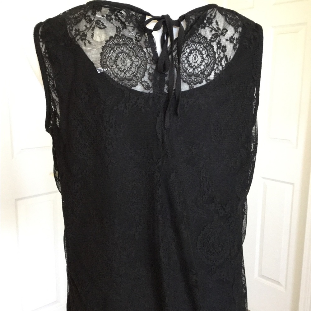 New CAbi Date Night Black Lace Tunic Top Belt Style# 942 New Without Tags M - Picture 4 of 9